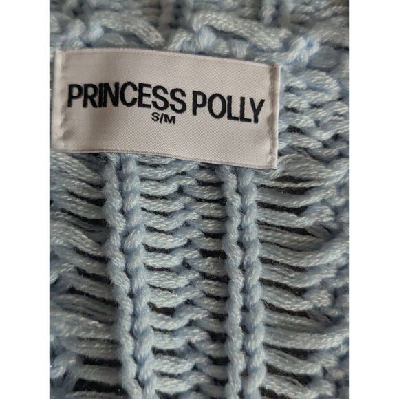 Princess Polly Light Blue Open Knit Cardigan, Size S/M - Picture 2 of 4